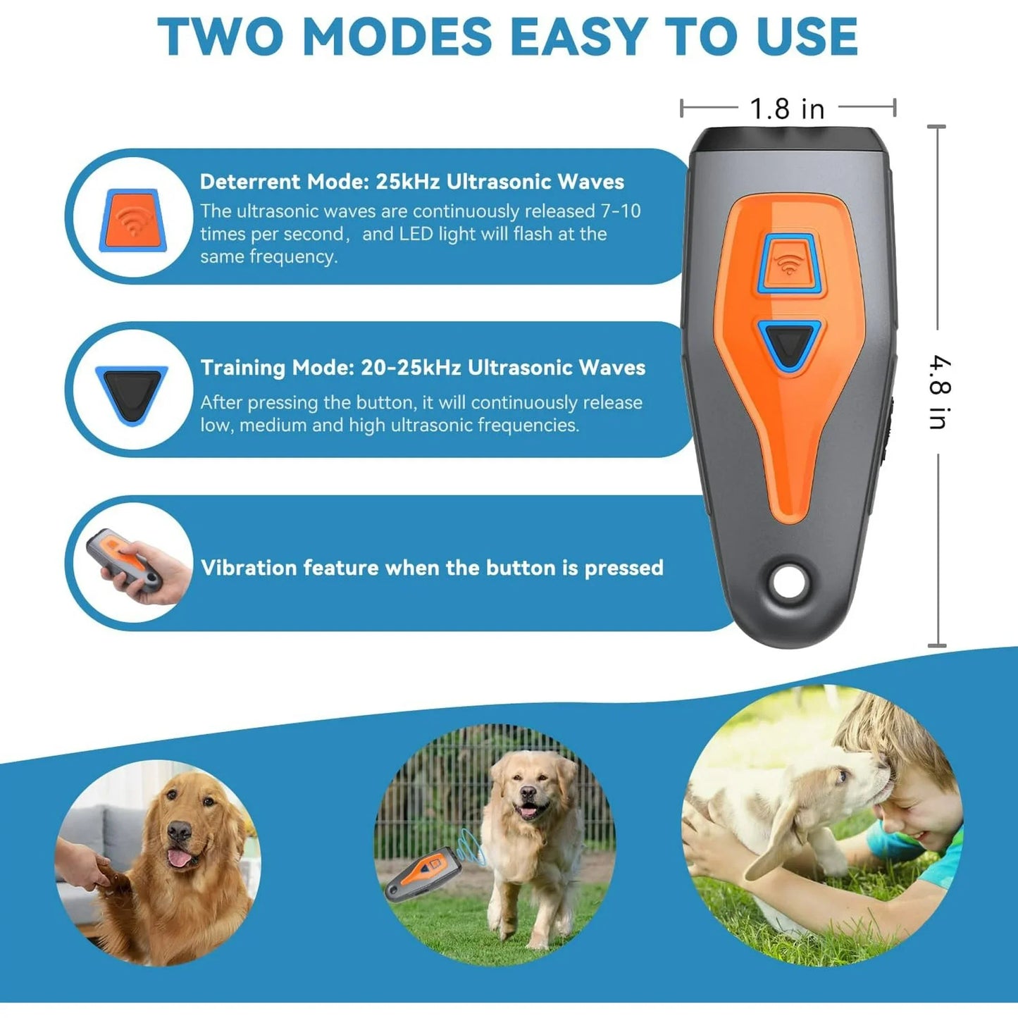 Dog Bark Deterrent Devices with LED Flashlight -20ft | Barks No More Dog Training Tool Bark Buddy Anti Bark Device for Dogs |Best Behavior Aid - Barking Silencer Indoor & Outdoor, Rechargeable