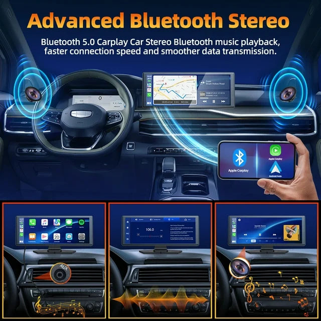 Lamtto Portable Touchscreen Apple Carplay, 9.26" Wireless Carplay Screen for Car, Portable GPS Navigation for Car, Car Stereo with AirPlay, AUX/FM, Googel, Siri, Bluetooth