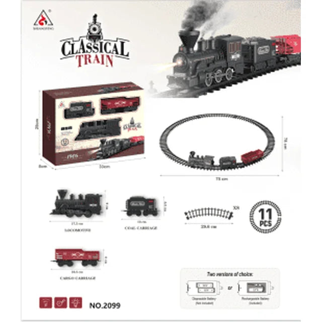 Train Set with Remote Control,Electric Train Track Around Christmas Tree W/Cargo Vehicle,Light & Sounds,Alloy Steam Locomotive Engine Train Toy Gift for Boys Girls 4 5 6 7 8 9 10