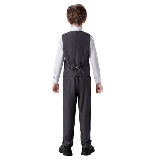 Wehilion Boys Suit 4PC Baby Suits Wedding Party Vest Suit Set Little Gentleman Waistcoat Prom Tuxedo Dress suit Outerwear Party Vest+Shirt+Bow tie+Pants Outfits Clothes Set for Kids 3T