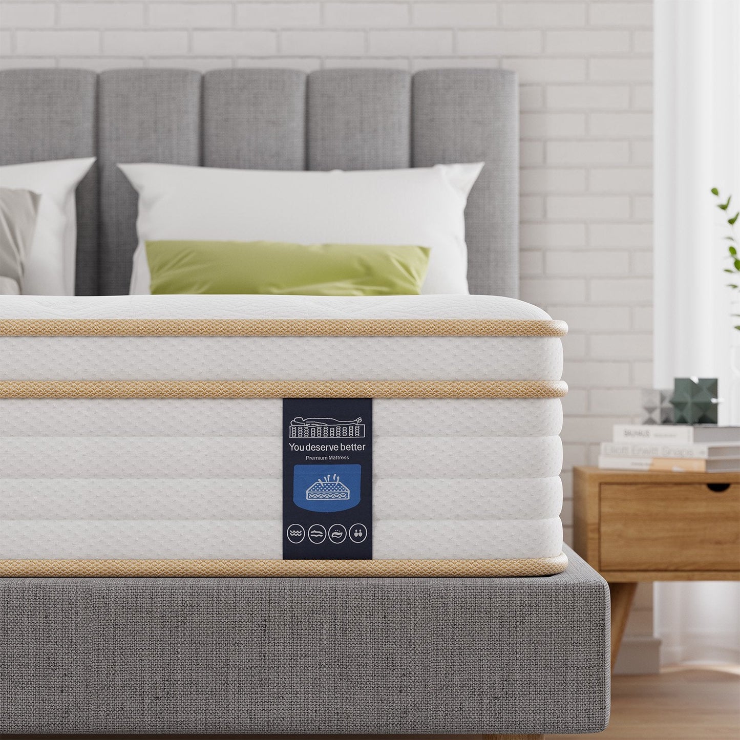Full Mattress, 10 Inch Memory Foam Hybrid Mattress in a Box, Pocket Spring Mattress, Medium Firm, Motion Isolation, Pressure Relief, CertiPUR-US
