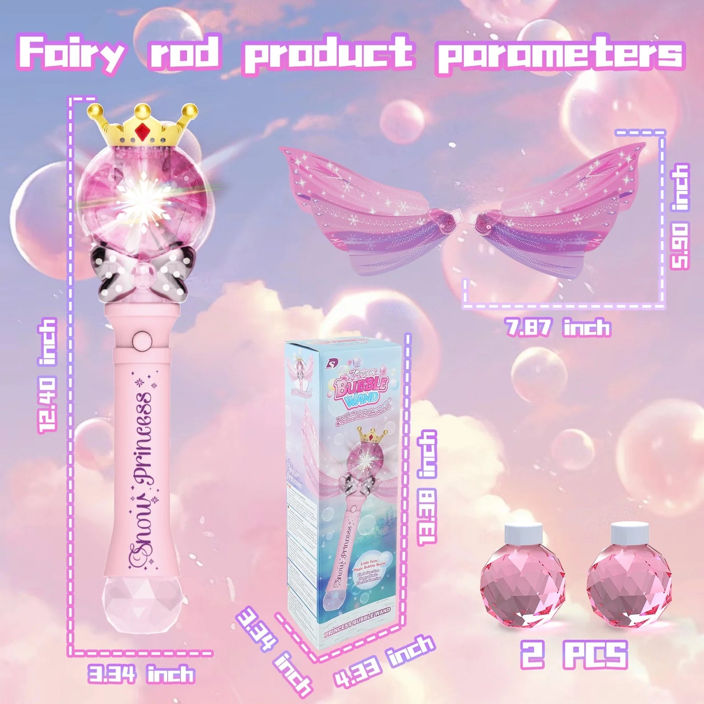 JUGAAD LIFE Princess Bubble Wands Toys for Girls 3 6 Years Old, Automatic Bubble Machine Makers, with LED Light & Music, Outdoor Party Birthday Gift Toys for Toddlers Kids