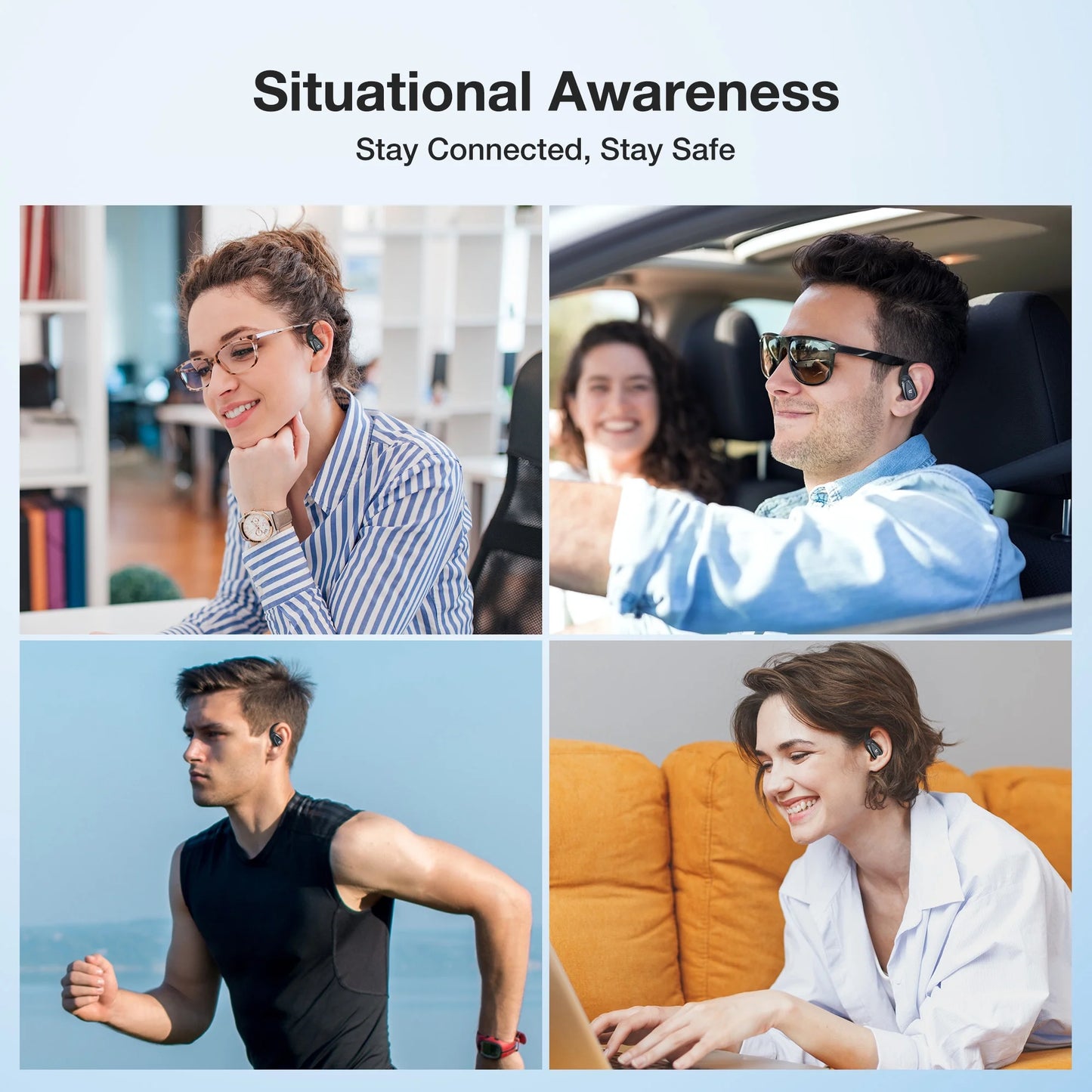 BlitzRock Ultra-Light Open Ear Wireless Earbud, bluetooth V5.4 Wireless Headphones with Microphone, IPX7 Waterproof Sport Earphone