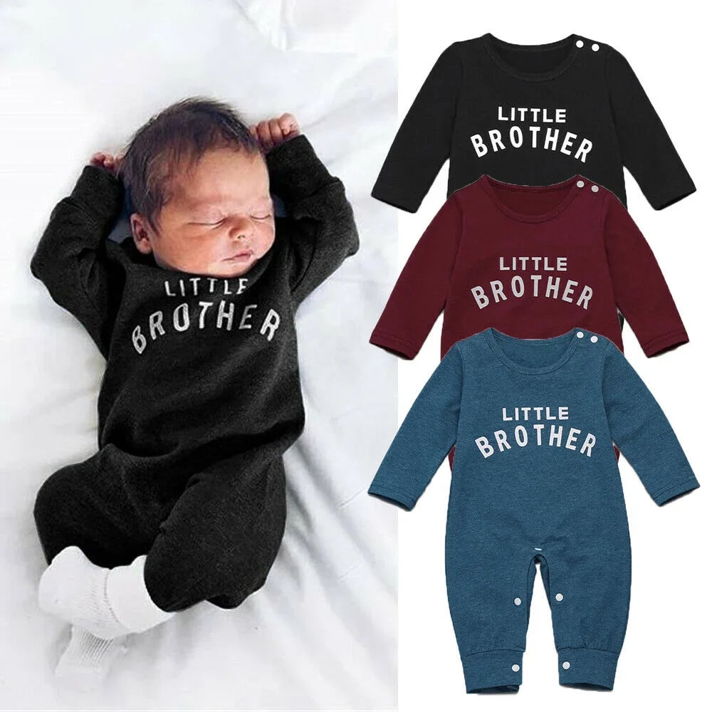 Winter Newborn Baby Boys Little Brother Romper Jumpsuit Bodysuit Clothes Outfits 1Pcs