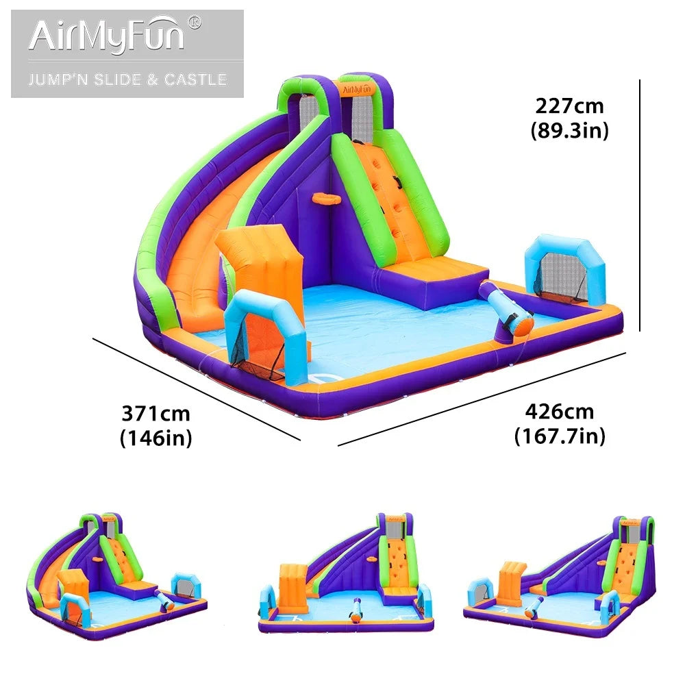GVDV 12FT Inflatable Bounce House Water Slide , Wet/Dry Play, Jump, Climb, Slide Ball Pit, 450W Air Blower – Perfect for Backyard Fun and Birthday Parties