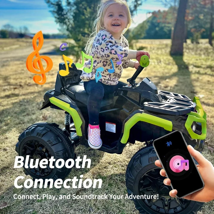 Hikiddo Kids ATV 4 Wheeler, 24V Kids Ride on Toy for Big Kid w/Bluetooth, 400W Motor - Green