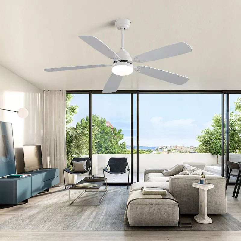 BestParts Ceiling Fan with LED Light, Remote Control Indoor Fan, 6-Speed Quiet DC Motor, for Bedroom Living Room, 52 Inch, White MDF Blades