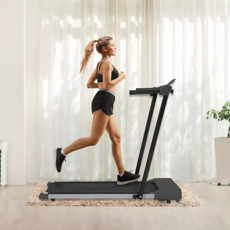 BestParts Folding Treadmill for Home, Indoor Running Machine with LED Display, Walking & Jogging Electric Treadmill with Wheels, 7.5MPH, Black