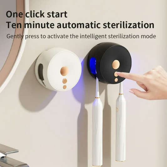 Sentryse Toothbrush Holder, Electric UV Toothbrush Cleaner, 2 Cups Tooth Brush Holder Wall Mounted Bathroom Decor, Black