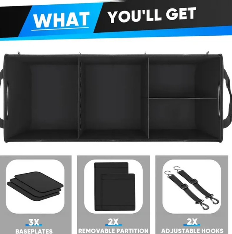 NEXPOW Car Trunk Organizer, Foldable Storage Bag with 5 Compartments for Car, SUV, Truck