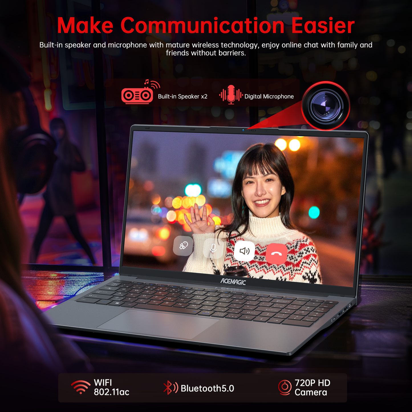 Acemagic 15.6'' FHD Gaming Laptop AMD Ryzen 7 5700U up to 4.3GHz 16GB DDR4 512GB SSD with Windows 11 Pro