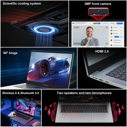 NIPOGI AX18 18.5 in FHD Laptop Intel Alder Lake N150 16GB DDR4 512GB SSD with Windows 11 Pro