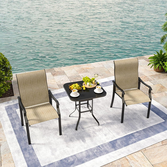 UDPATIO Patio Chairs Set of 2, Outdoor Dining Chairs High Back with All Weather Breathable Textilene, Metal Frame for Lawn Garden Backyard Deck, Brown