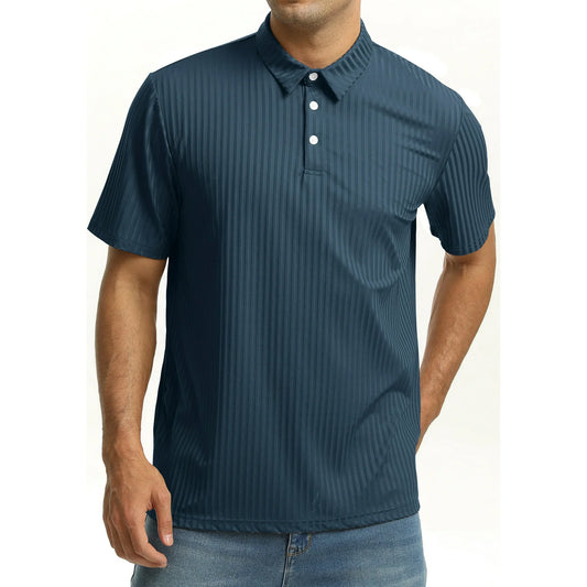 Thrilos Stripe Quick Dry Polo Shirts for Men Short Sleeve Workout Golf Shirts Moisture Wicking Performance Polo