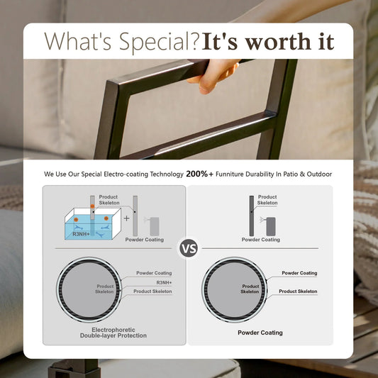 UDPATIO Aluminum Patio Furniture Set, Modern Metal Outdoor Patio Furniture, 8 Pieces Patio Conversation Sets with Side Table for Poolside, Deck, Beige