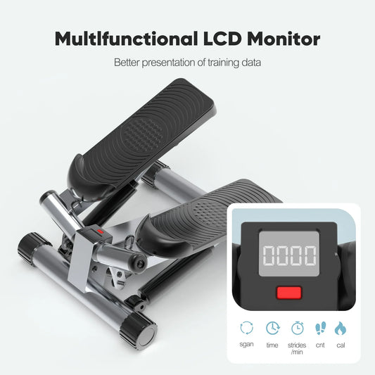 EDX Mini Stepper, Maintaining 30lbs of Resistance During Exercise, a 265lbs Weight Capacity, Digital Monitor, Gray