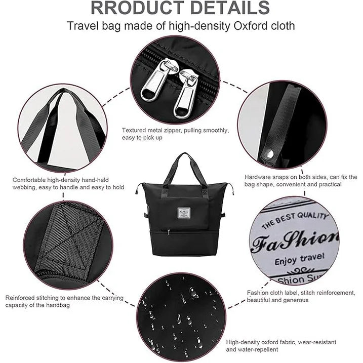 TRANSLINK Women & Men Gym Bag with Toiletry Bag Lightweight Waterproof Multi-Compartment