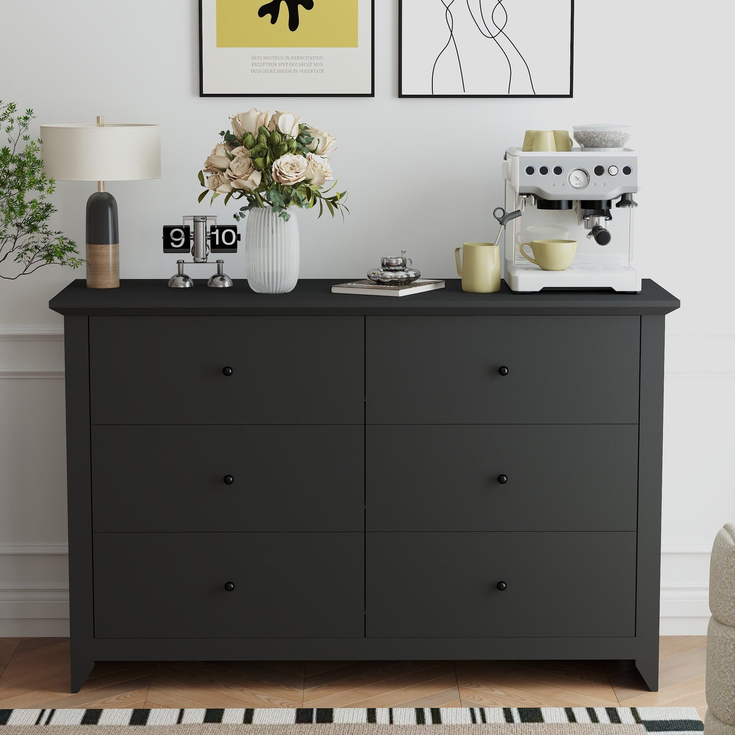 TrumanPick Black Dresser for Bedroom 5 Drawer Dresser Chest of Drawers for Bedroom Living Room Clost