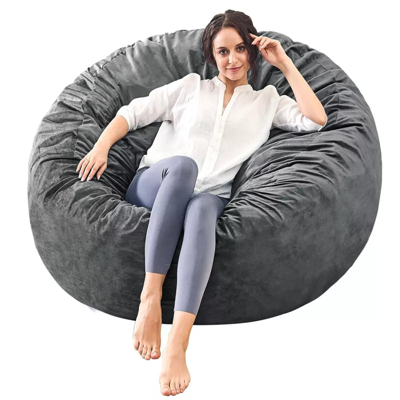 Inhand Bean Bag Chairs for Adults - Memory Foam Furniture BeanBag Chair with Soft Fiber Cover - Round Fluffy Couch for Living Room