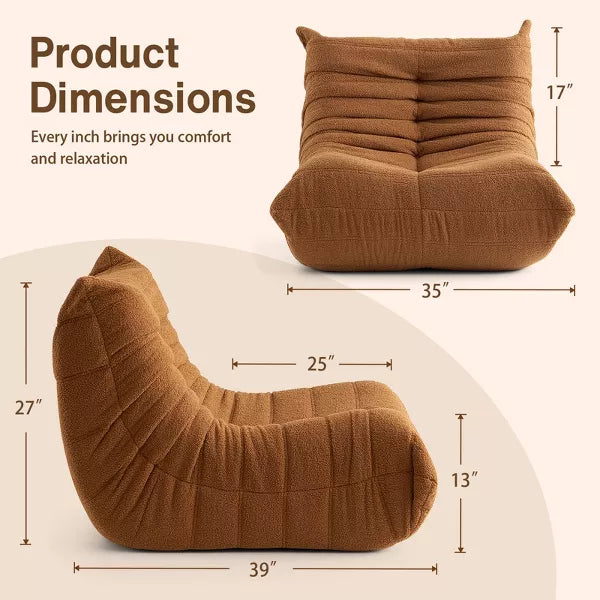 Inhand Brown Bean Bag Chair Big Sofa Beanbag Chair for Adults Bean Bag Lounger with Memory Foam Filled for Home,Apartment or Gaming Venue