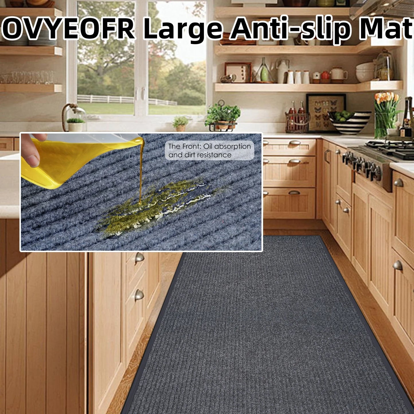 OVYEOFR Utility Rug, 3ft x 10ft Hallway Runner Rug, Commercial Floor Mat Entrance Doormat, Grey