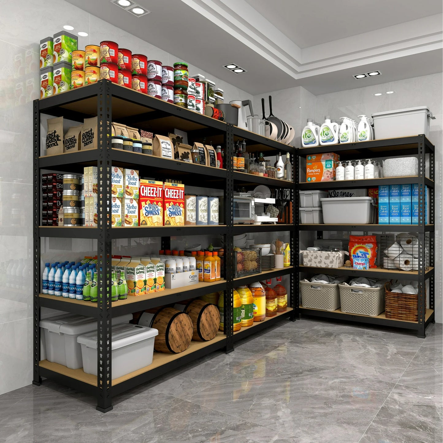 Prilinex Storage Shelves Metal 5 Tier Garage Shelving Heavy Duty 32"W x 16"D x 63"H Adjustable Shelving Unit for Garage Utility Rack Shelf for Basement Pantry Closet
