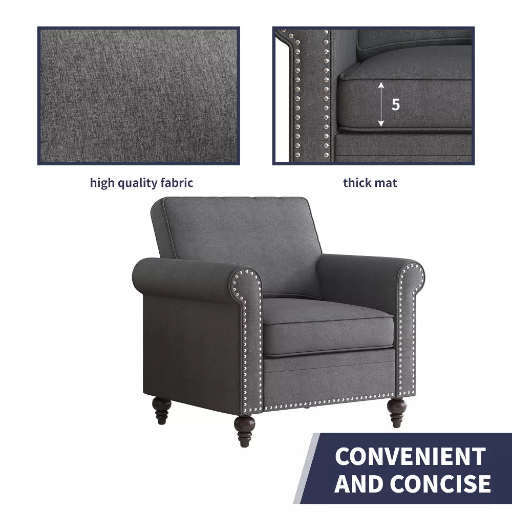 Mjkone 2-Piece Living Room Set,3-Seater Sofa Couch&Single Sofa Chair