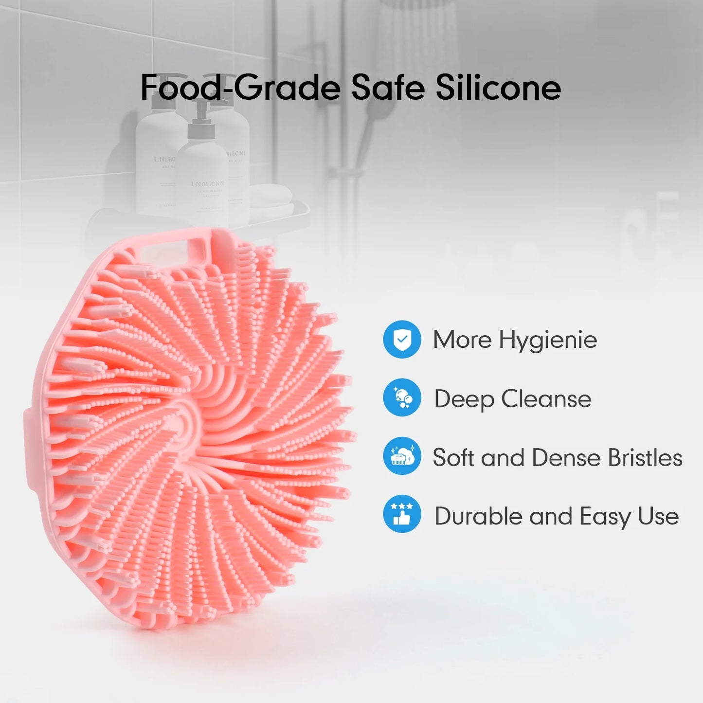 Okaka Silicone Body Scrubber Exfoliating Shower Bath Brush 2 Pack (Grey & Pink)