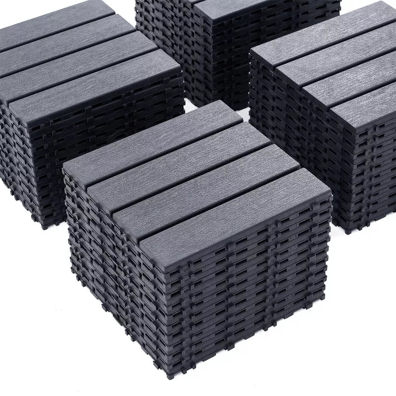 Dolonm 44PCS 12"x12" Plastic Interlocking Deck Tiles - Waterproof Outdoor Flooring for Patio, Pool & Balcony