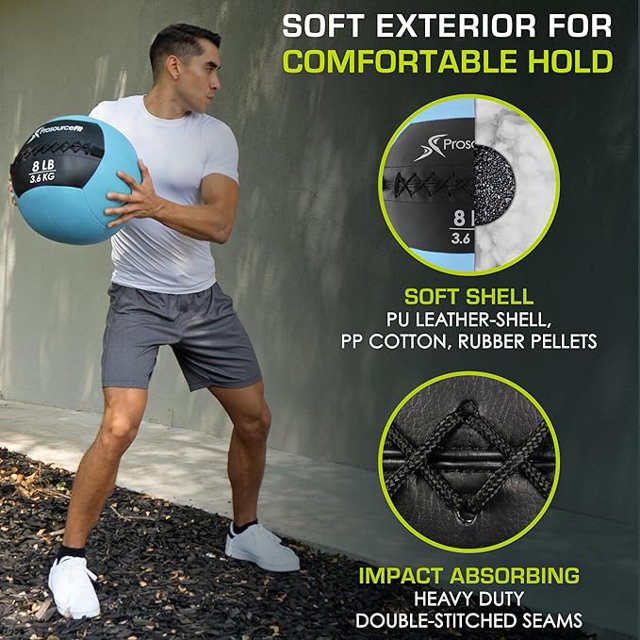 ProsourceFit Soft Medicine Balls, Wall Balls and Full Body Dynamic Exercises, Gray 25 LB