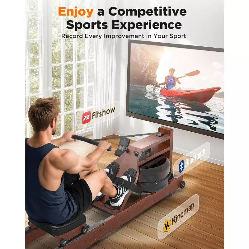 YOSUDA Water Rowing Machines for Home Use- Foldable Rower Machine 400LBS Weight Capacity with Dedicated Monitor & Bluetooth APP, Comfortable Seat