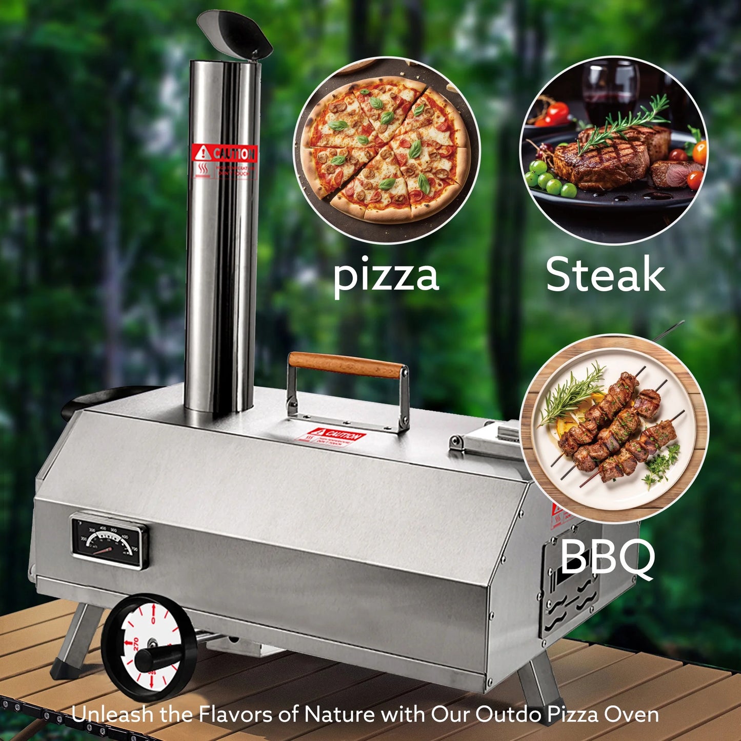 12" Multi-Fuel Outdoor Pizza Ovens, Portable Pizza Maker, Stainless Steel Pizza Grill, Perfect for Patio, Garden, Backyard
