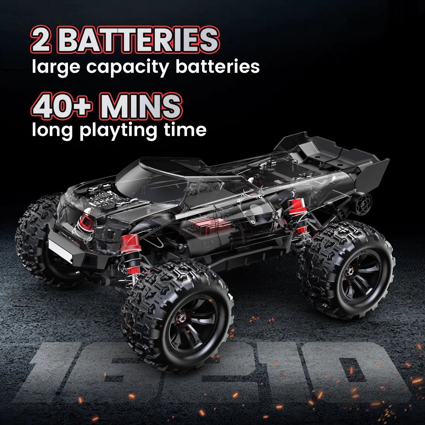 JoyStone Brushless High Speed RC Monster Truck, Max 45+mph , 1:16 RC Car All Terrain Off-Road Hobby Grade Remote Control Vehicle for Adults Boys, 2 Li-PO Batteries