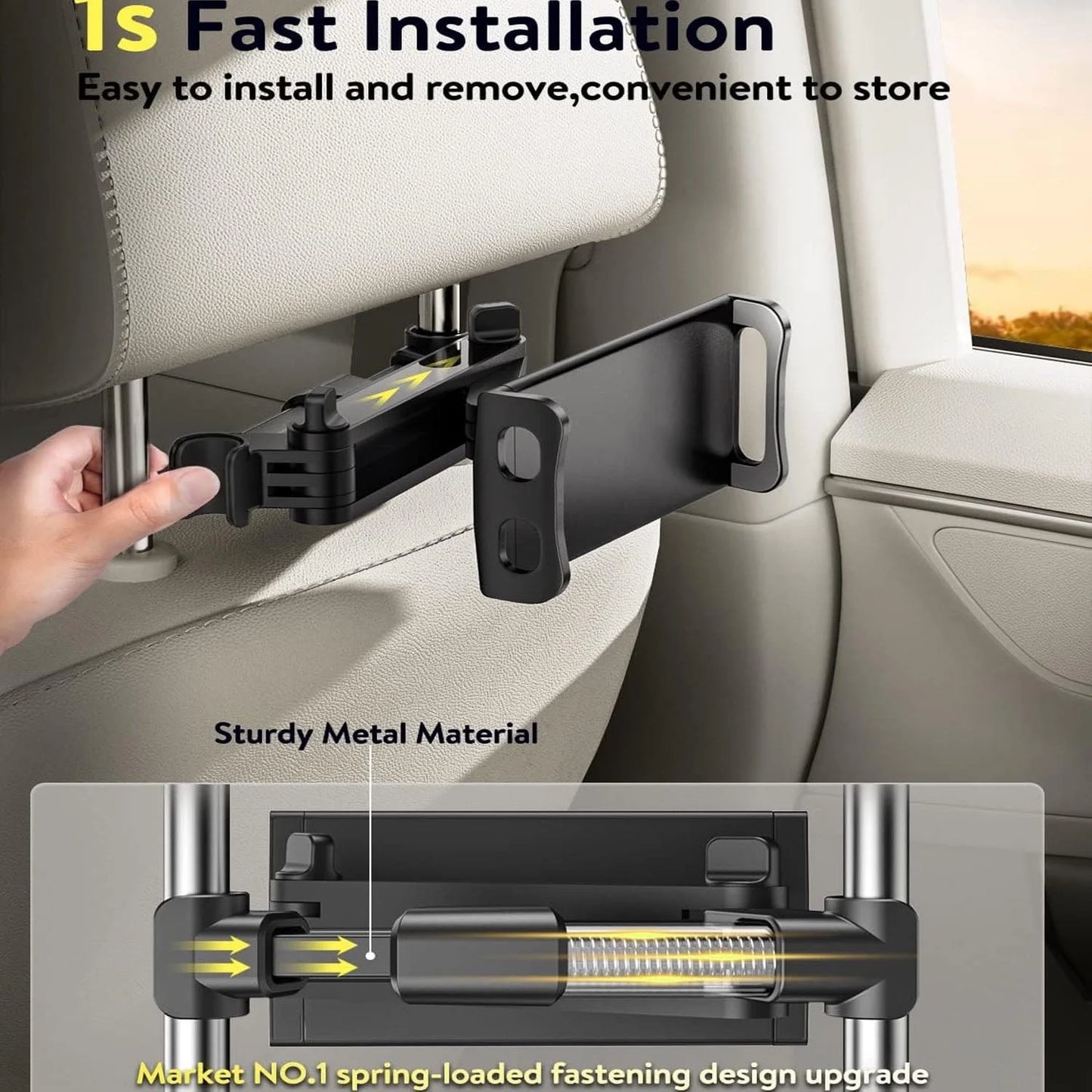 Car Ipad Holder Backseat Kids Car Headrest Tablet Mount Holder Stretchable Backseat Tablets Stand for Kids Compatible with iPad Air Mini/Cell Phone/Galaxy Tab/Switch Lite or Other 4.7-11" Device