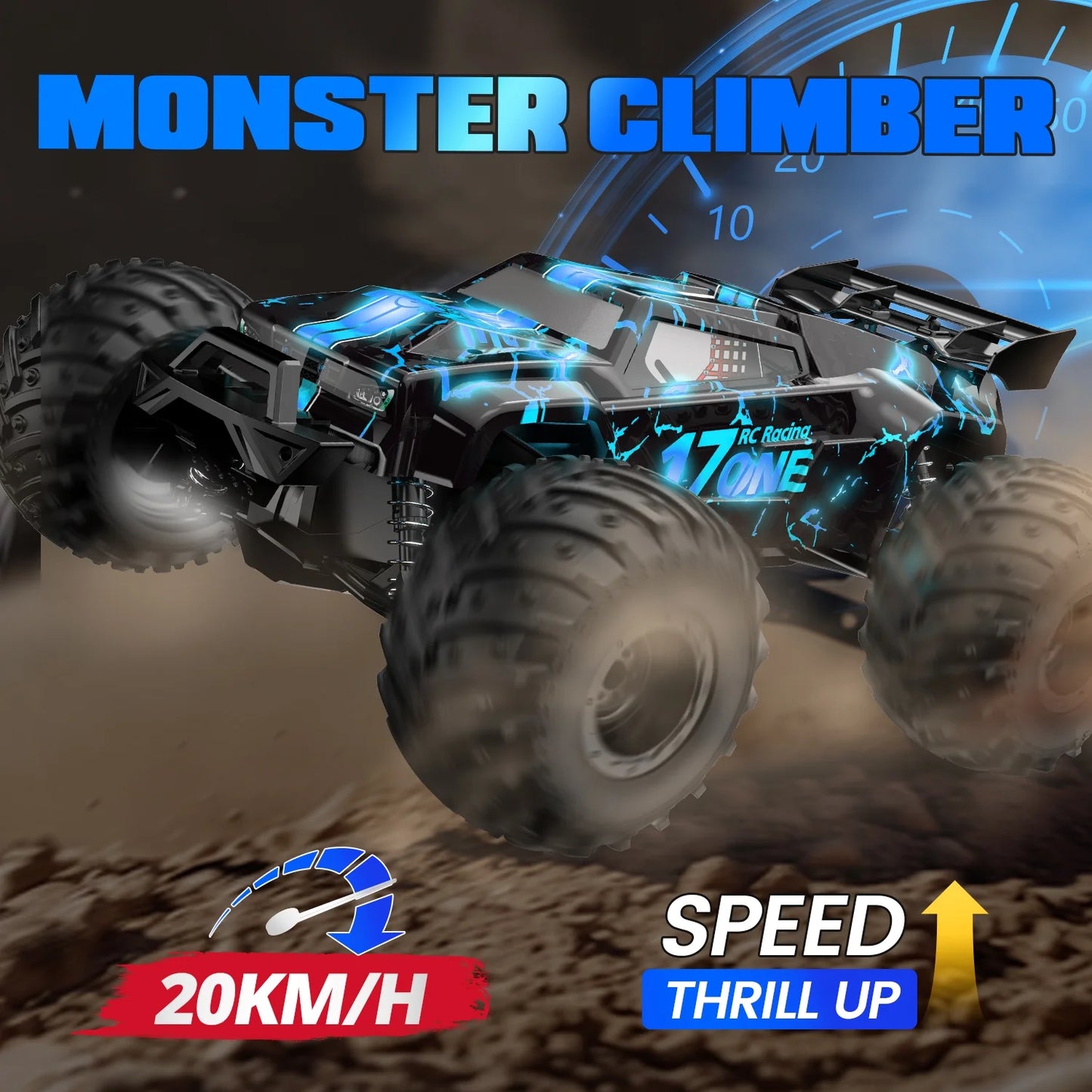 JoyStone RC Cars 1:14 Scale Remote Control Truck, 15+ mph High Speed Monster Truck with Metal Shell and 2 Batteries for Boys Kids, Green