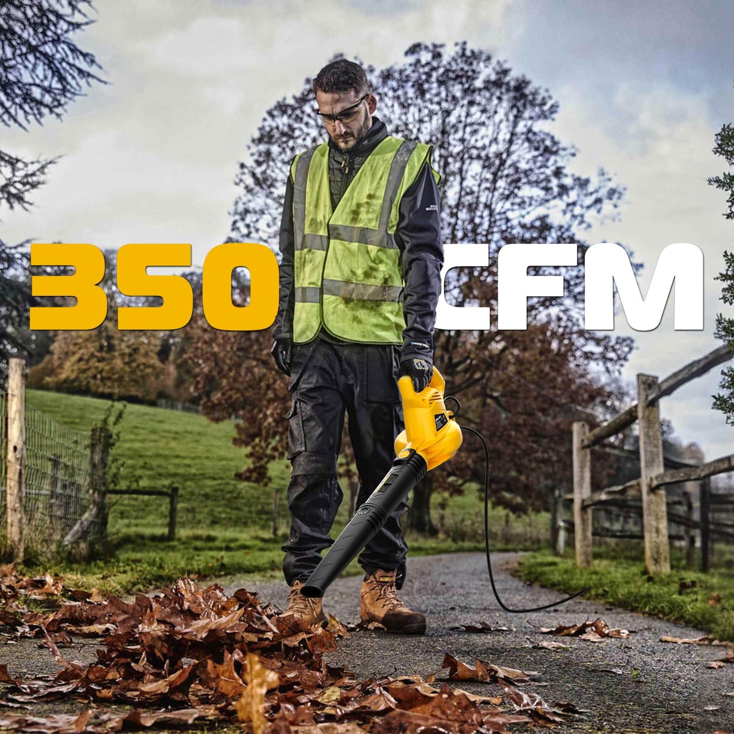 ZEGJAW Electric Leaf Blower Corded, 7-AMP Leaf Blowers, 155MPH/350CFM Small Handheld Lawn Blower Lightweight & Portable for Lawn Care