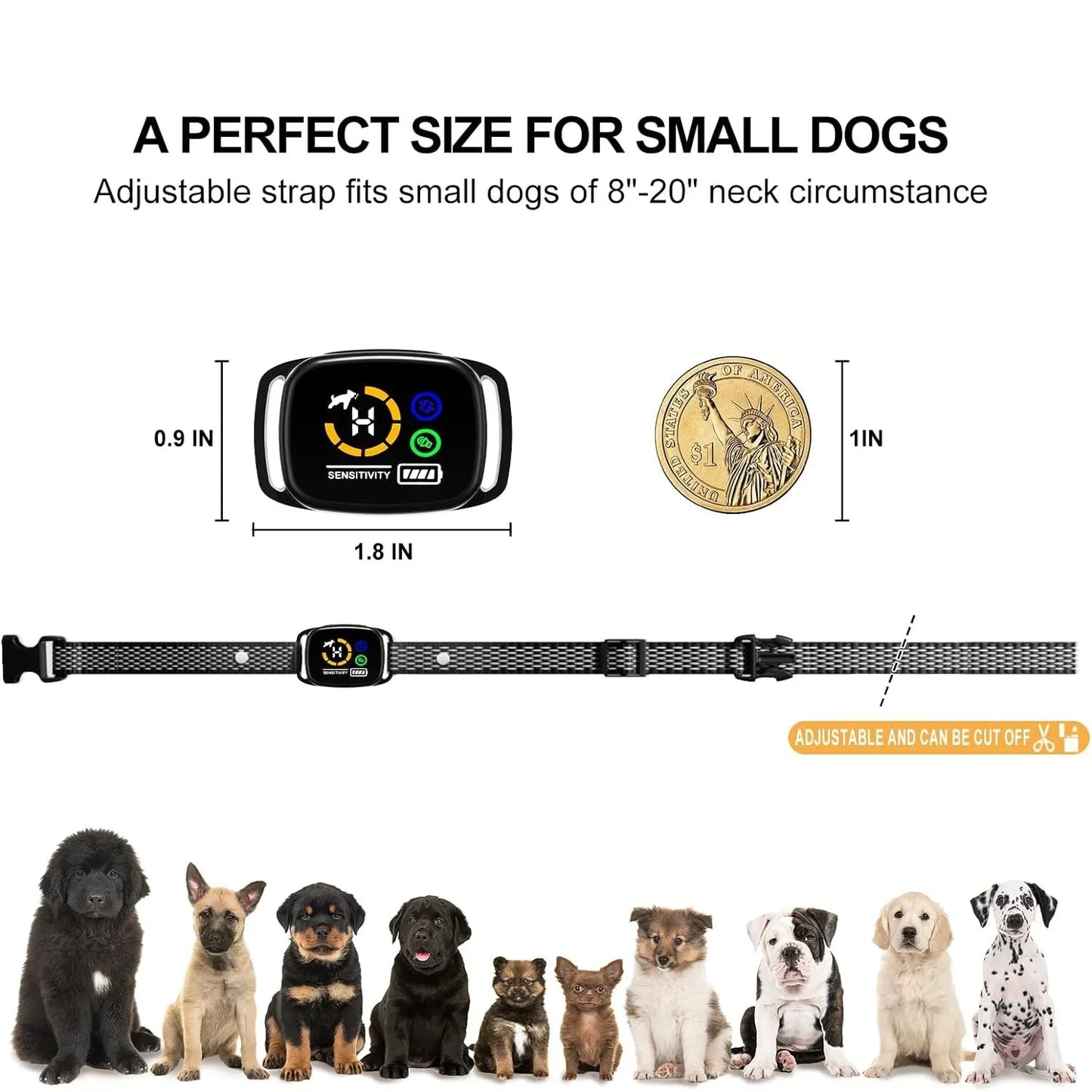 Dog Bark Collar - Rechargeable Smart Anti Barking Collar for Dogs - Waterproof No Shock Bark Collar for Small/Medium Dogs - Shockless Bark Collar with 6 Adjustable Sensitivity Beep Vibration
