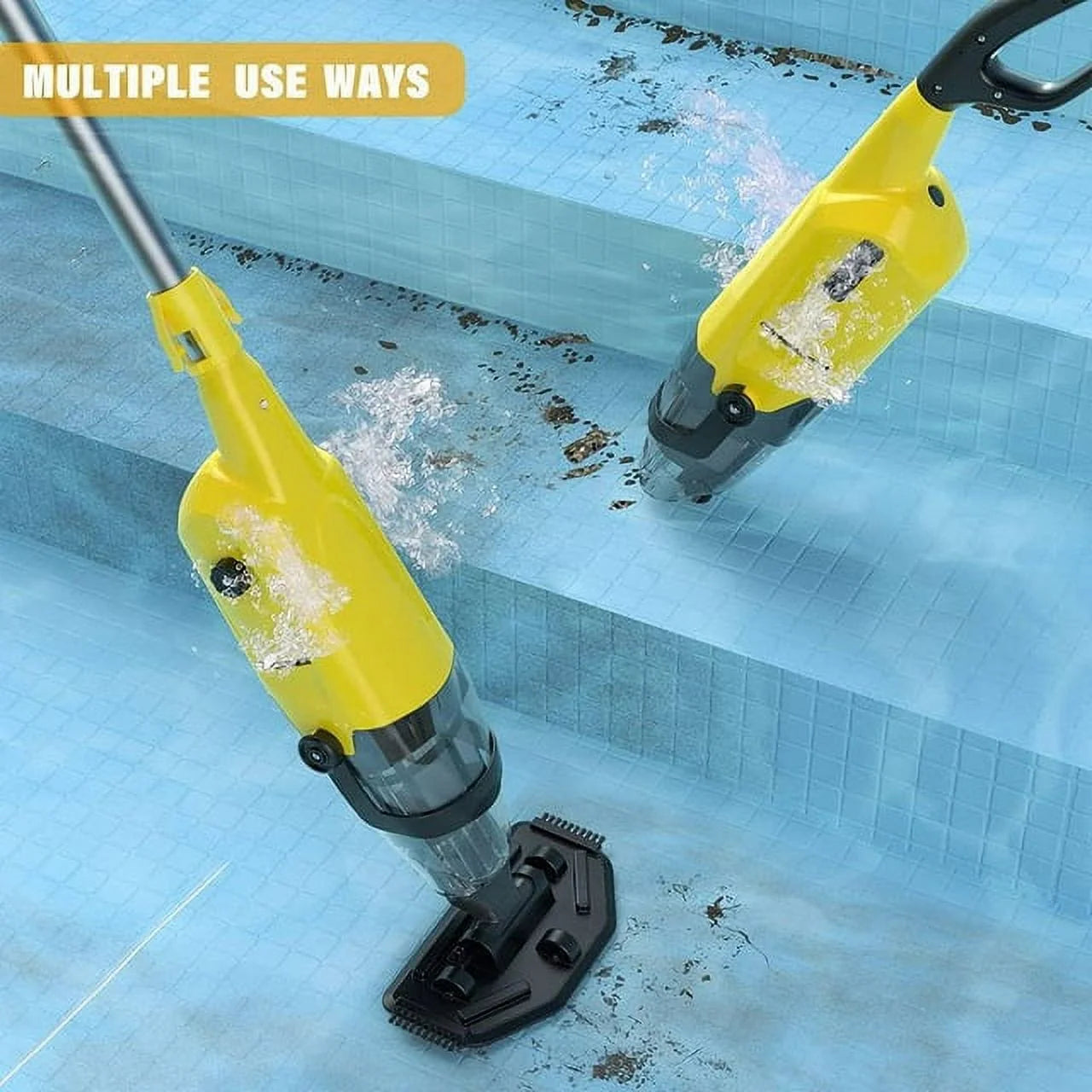 Efurden Cordless Pool Vacuum, Handheld Pool Vacuum with Running Time up to 60-Minutes for Above Ground Pools, Spas and Hot Tubs, Yellow