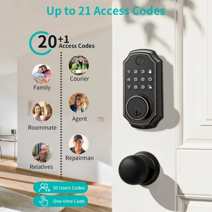 TOPVISION Keyless Entry Door Lock, Electronic Digital Outdoor Front Set, Fingerprint Deadbolt with Keypad, IP54