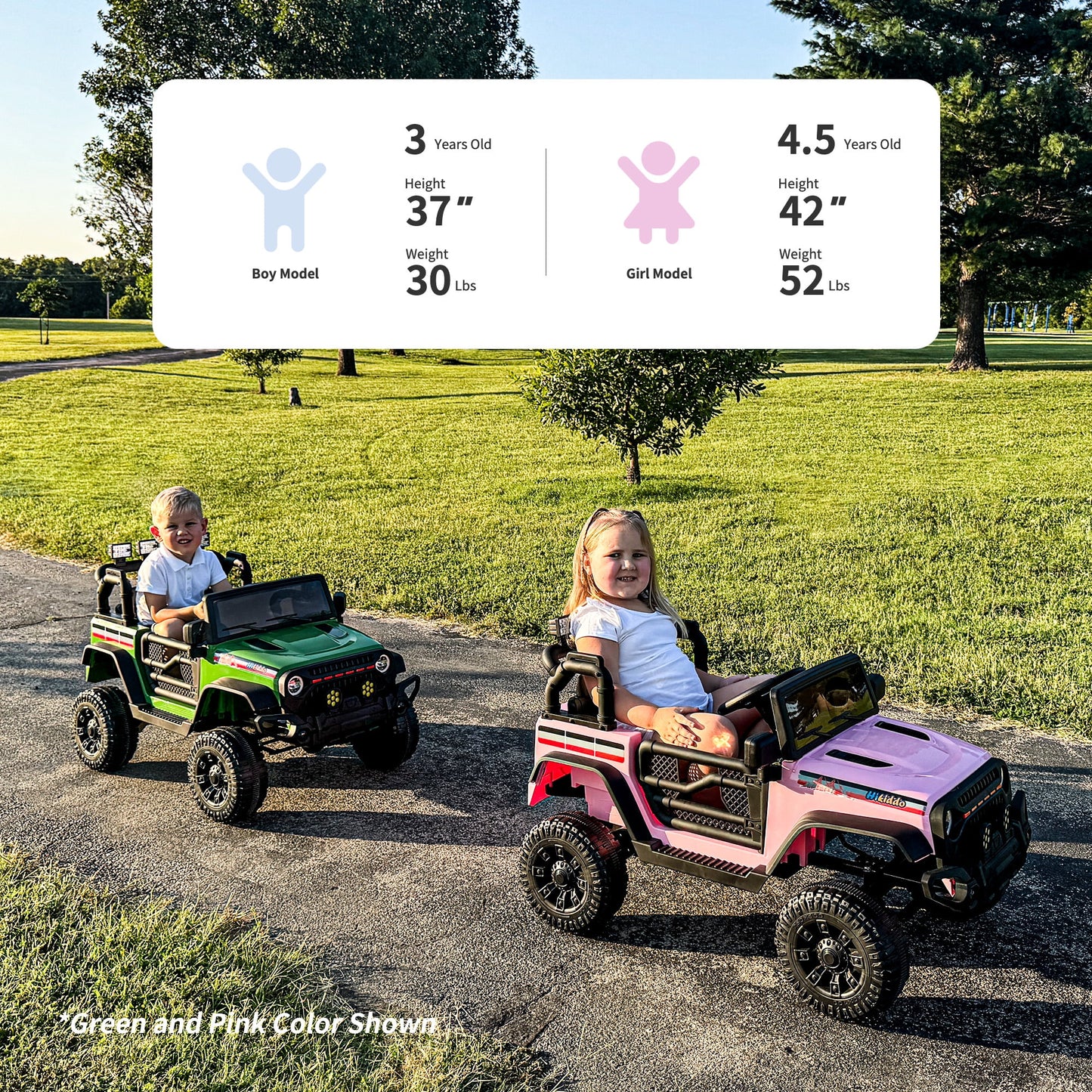 Hikiddo Kids Ride on Truck Car, 12V Ride on Toy Electric Cars for Kids w/ Remote, Bluetooth - Rose Pink
