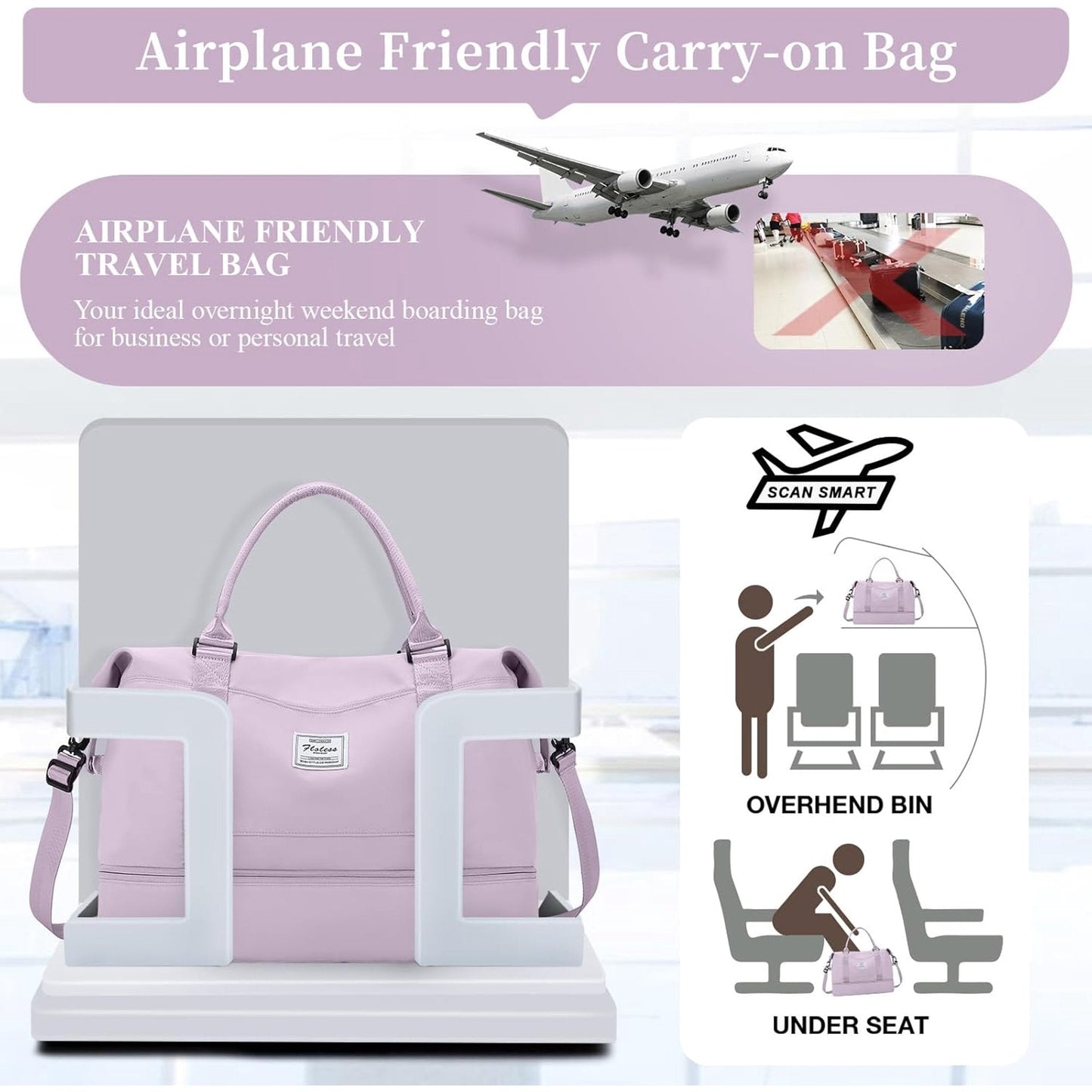 Weekender Bags for Women,Personal Item Travel Bag with Shoes Compartment,Overnight Travel Duffel Bag with Toiletry Bag