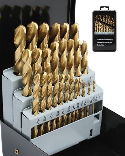 29-Piece HSS Drill Bit Set, High-Speed Steel Drill Bits with Titanium Coating from 1/16 to 1/2 for Metal, Cast Iron and Plastic - Comes with Indexed Steel Case
