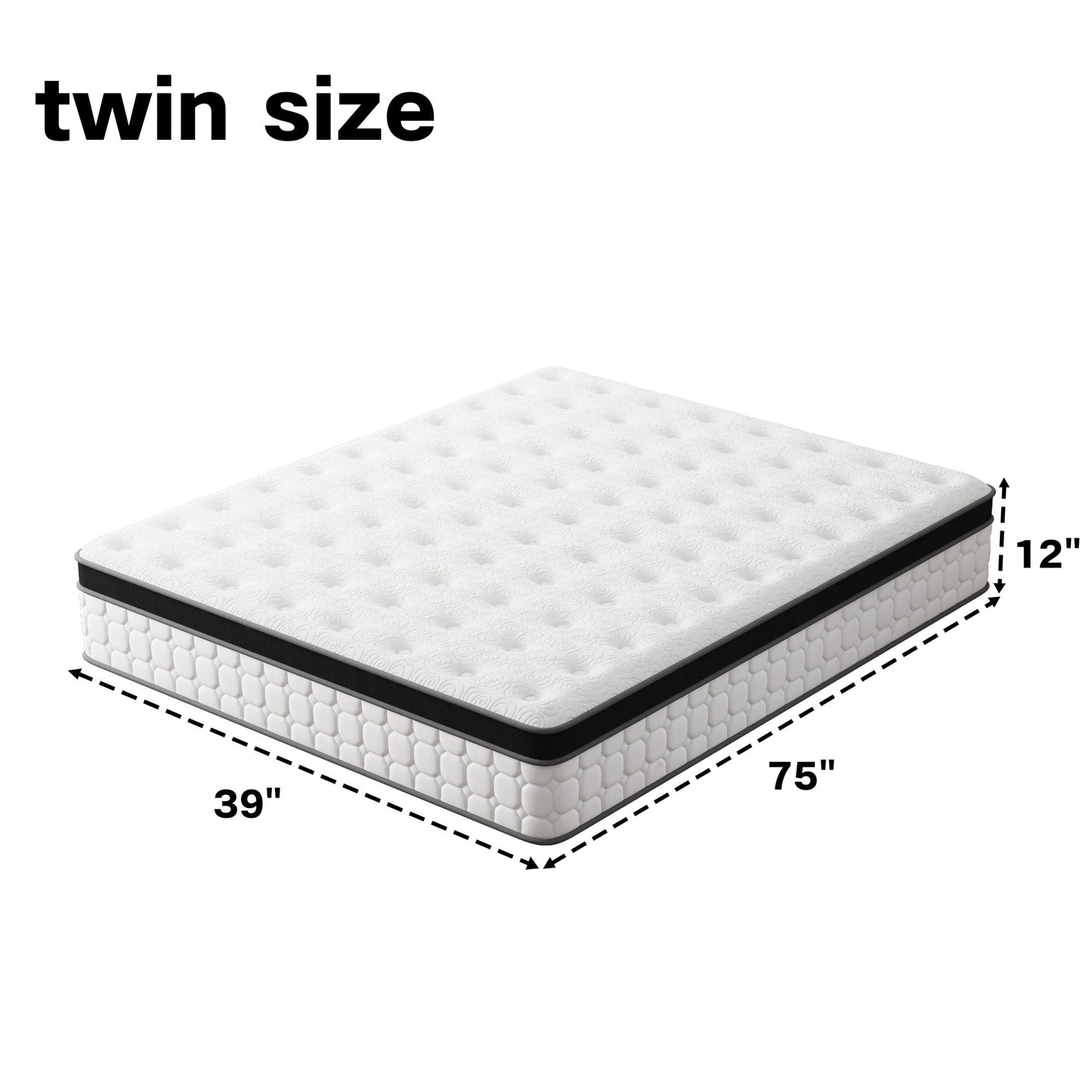 Tvdfgts 12 inch Queen Mattress,Cooling Gel Memory Foam Mattress in a Box,Individual Pocket Spring Hybrid Mattress with Pressure Relief & Motion Isolation,Soft and Comfort,Medium-Firm,CertiPUR-US