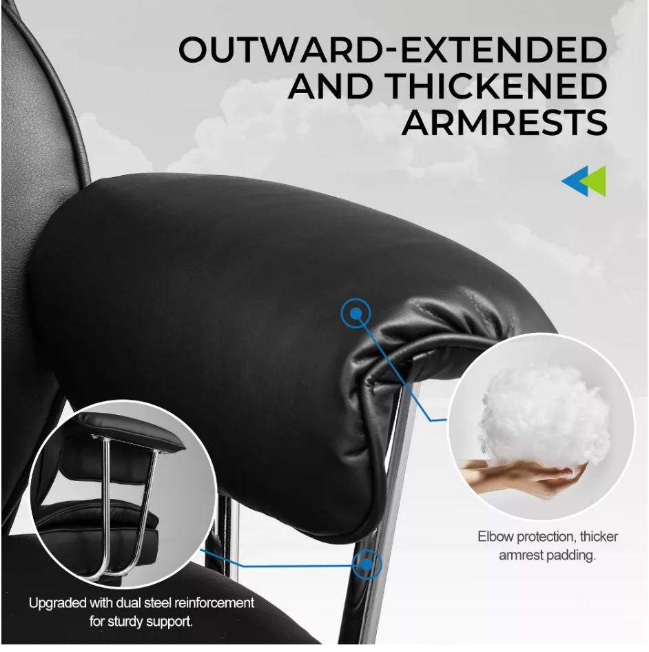 GTRACING Ergonomic Office Chair, Big and Tall, Outward Fixed Soft Armrests and Footrest