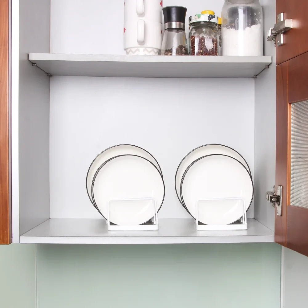 Tomorotec Dish Plate Storage Drainboard 2-Pack, Alloy Steel Kitchen Pot Lid Holder Dish Plate Drying Rack Drainer Stand Multifunctional Cabinet Organizer