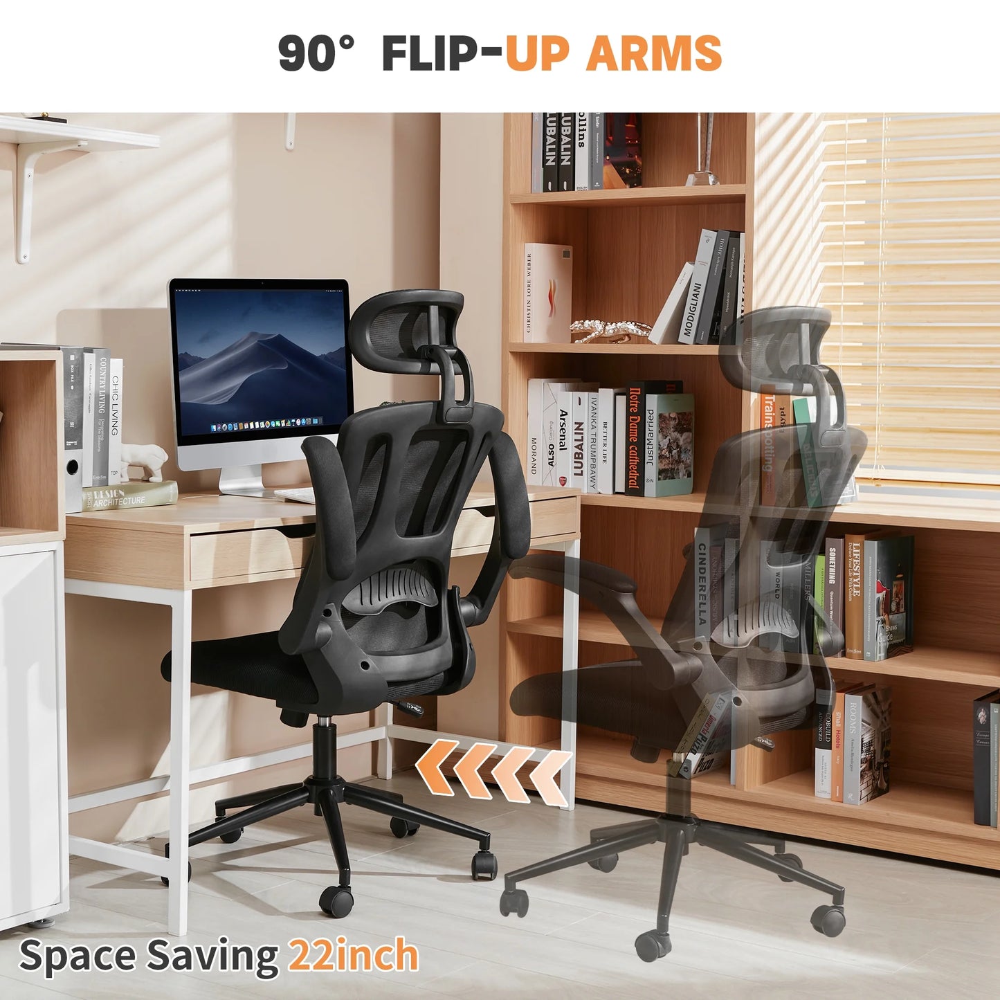 TrumanPick Ergonomic Office Chair, High Back Adjustable Computer Desk Chair with Lumbar Support, 300lb, Black