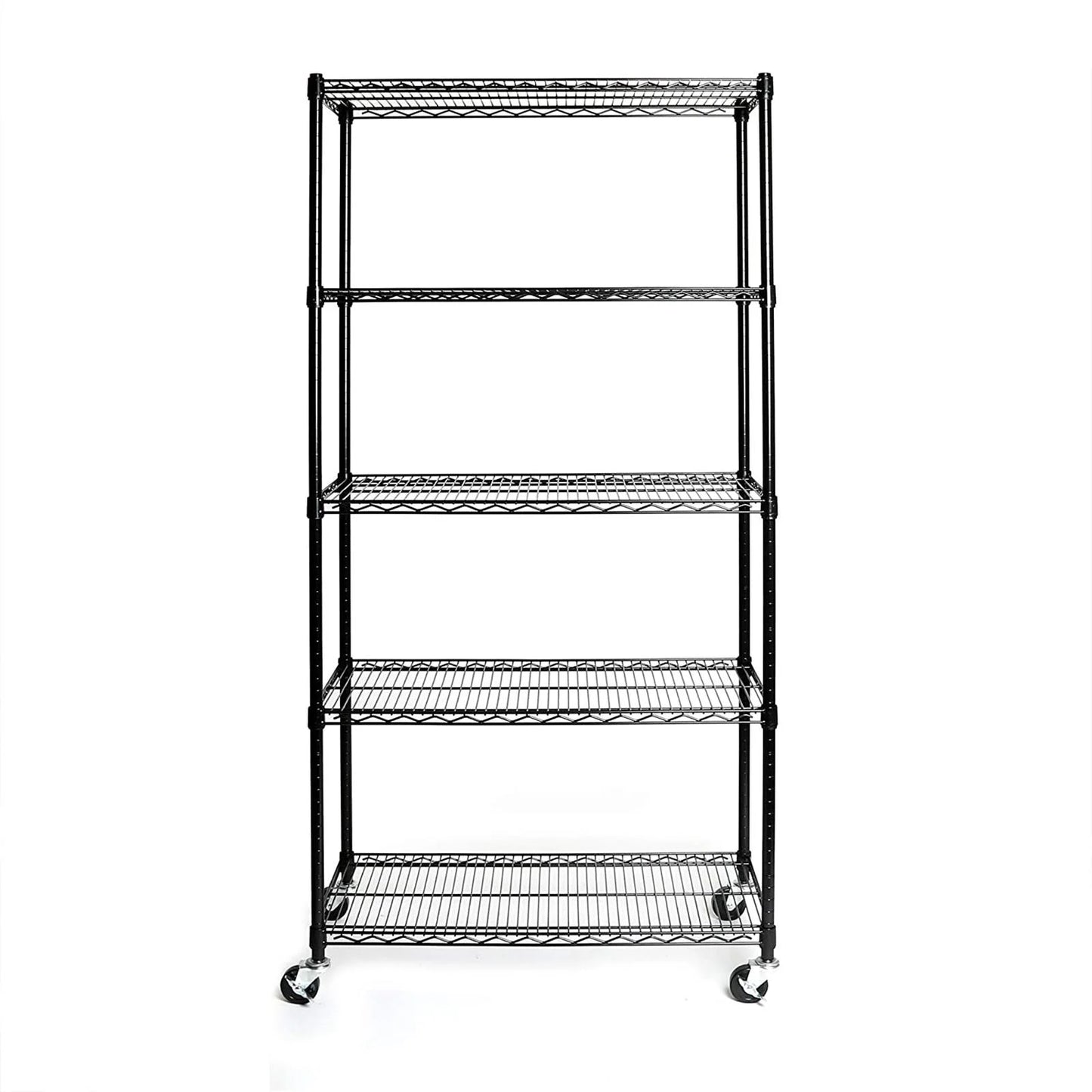 Ktaxon Commercial 5-Tier Storage Rack, Rolling Metal Garage Storage Shelves Black, 35''W x 18''D x 71''H, Capacity for 1250 lbs