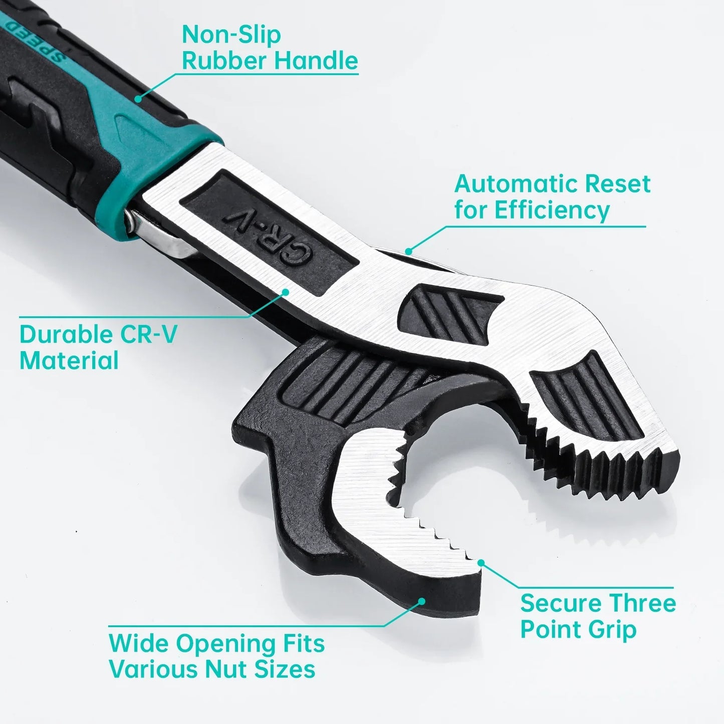 Tomorotec 2-Pack Adjustable Wrenches for Home, Auto, Bike Repairs - Self-Locking Quick-Adjust Durable CR-V Construction Fits 0.28"-1.38", Ergonomic TPR Handle Lightweight Design for Reduced Fatigue