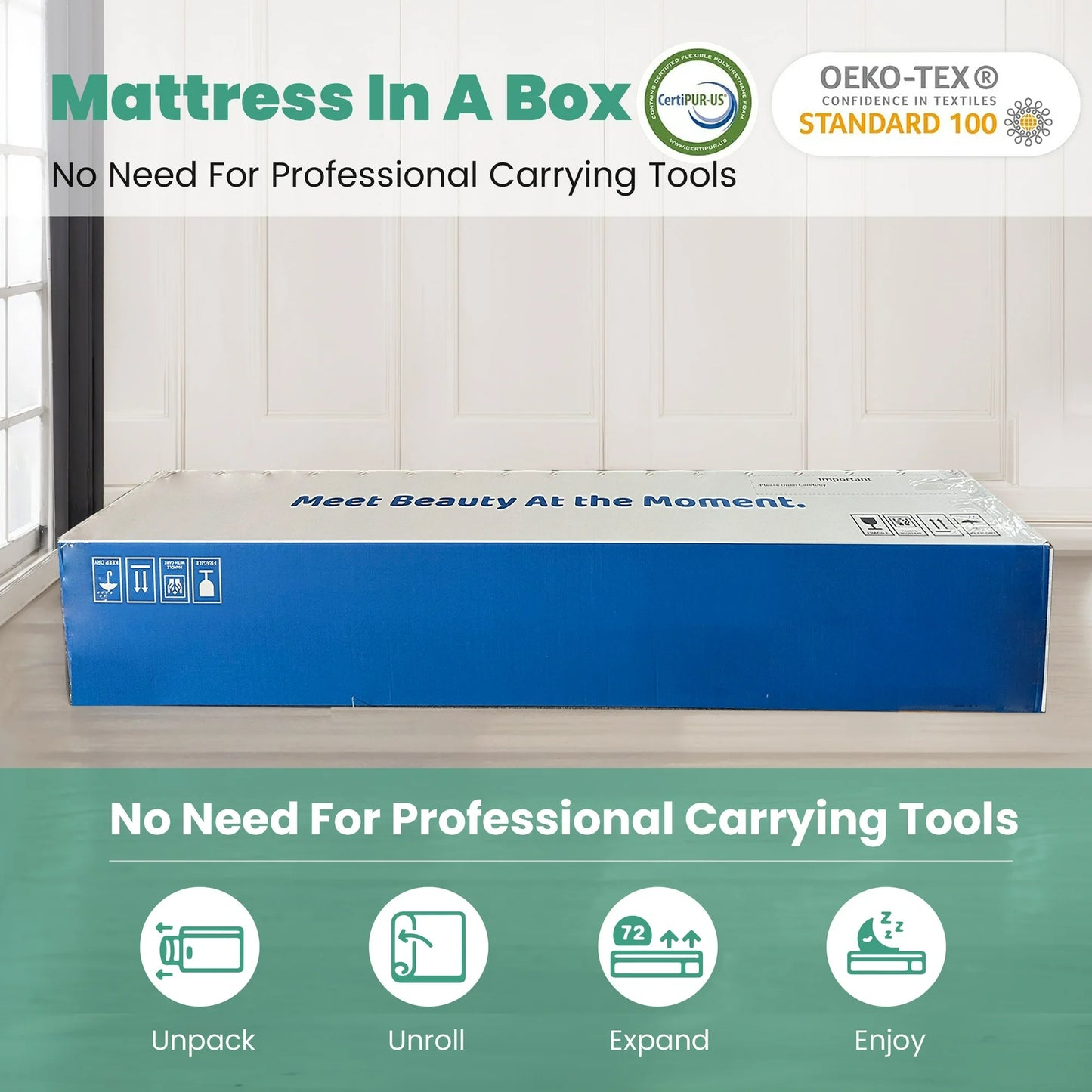 Queen Mattress, PENTINM 12 Inch Memory Foam Mattress in a Box, Cool Hybrid Individual Pocket Springs Queen Size Mattress with Breathable Knitted Fabric and Edge Support, Medium Firm, White
