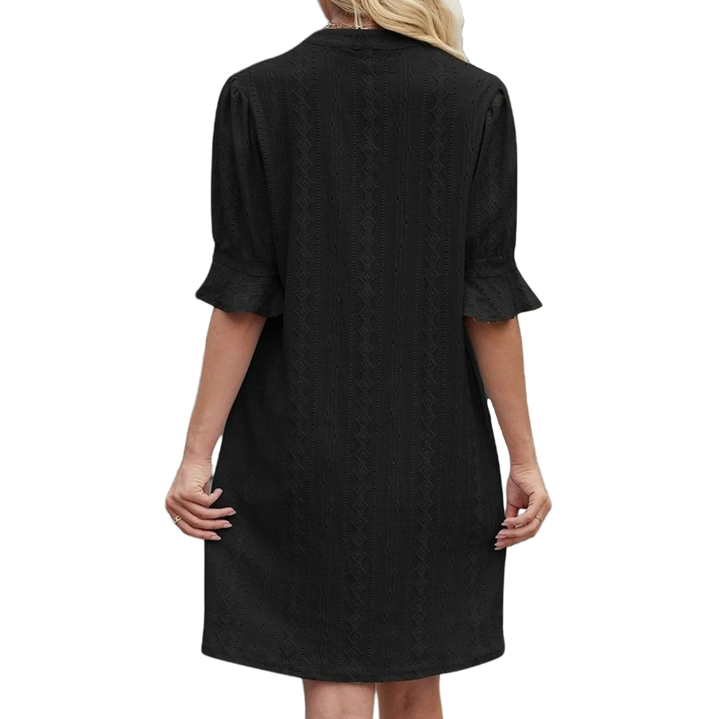 UVN Summer Dresses for Women Ruffle Short Sleeve Dress Casual V Neck T Shirt Dress